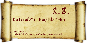 Kolcsár Boglárka névjegykártya