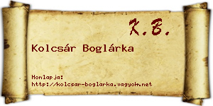 Kolcsár Boglárka névjegykártya