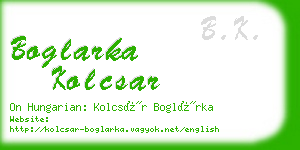 boglarka kolcsar business card